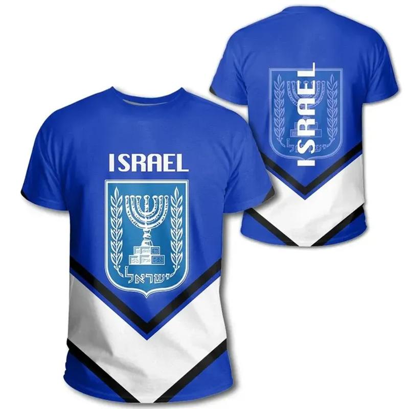 ETST 07 Israël Vlag Heren T-shirt 3D Gedrukt Israëliërs Nationale Embleem Tops Korte Mouw O-hals Oversized Sport Tee Shirt Kleding M