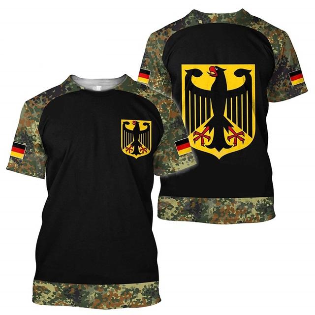 Xuhaijian02 Duitse vlag print T-shirt voor heren Mode Nationaal embleem patroon Oversized T-shirts Casual O-hals Korte mouwen Tops Zomer T-shirts 2XL