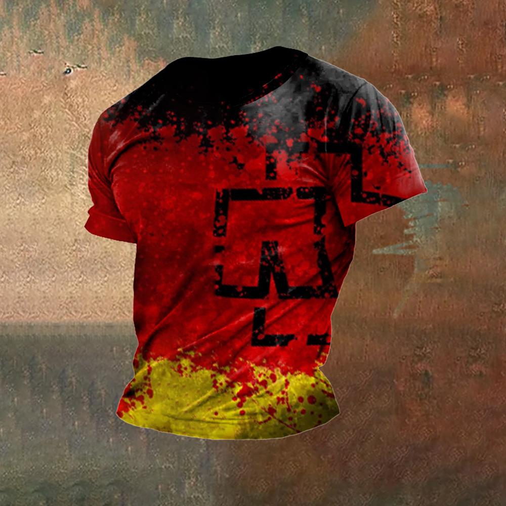 ETST 03 Duitsland Heren T-shirts Duitsland Vlag Print O-hals korte mouw Losse Top T-shirts Streetwear Zomer Heren Vintage Kleding XL