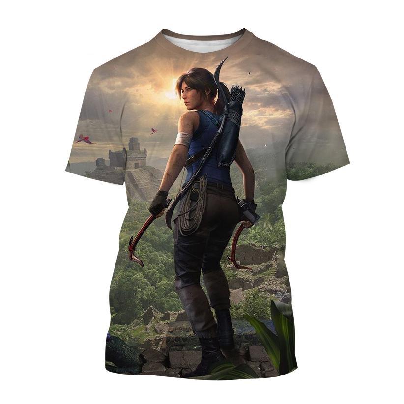 ETST 009 Nieuwe best verkochte Tomb Raider 3D-geprinte T-shirt Tomb Raider Lara Personality Heren Dames Coole straatstijl Korte mouw Kinderen L