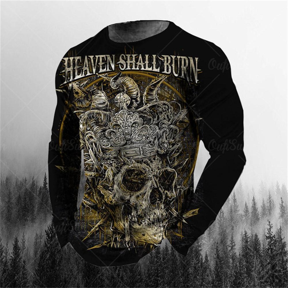 ETST 012 3D-print O-hals lange mouwen Plus Size T-shirt Herenkleding Retro Heren T-shirt met lange mouwen Schedel Lang T-shirt Heren Straat 4XL