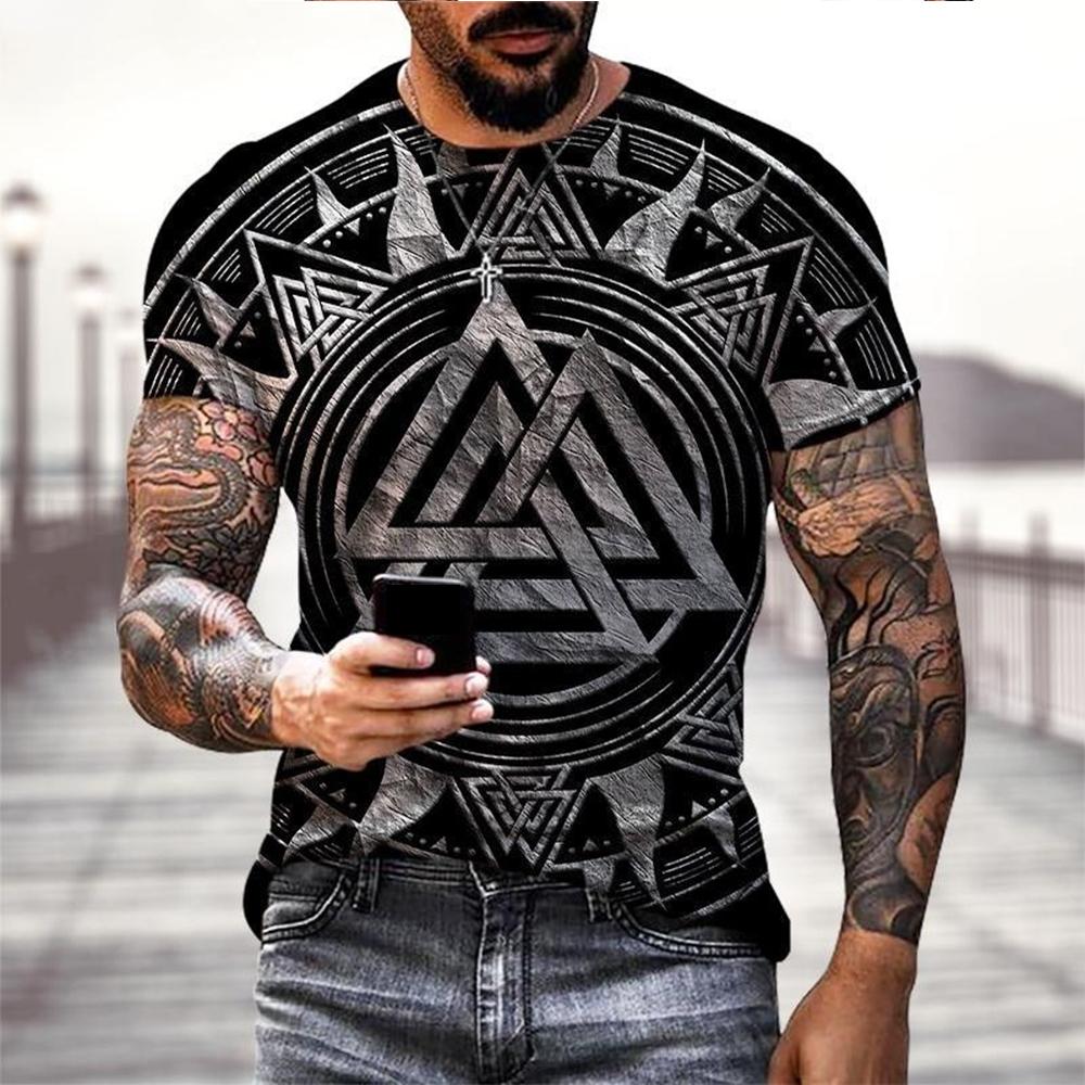 Transmission of love Viking Tattoo 3D Printing T-shirt Herenmode Straat Korte Mouw Tops Dames Zomer Pullover Oversized Tees Meerdere Opties L