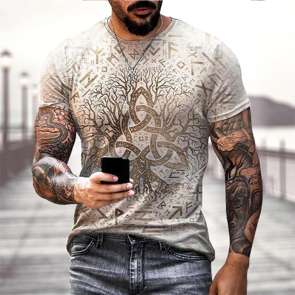 Transmission of love Viking Tattoo 3D Printing T-shirt Herenmode Straat Korte Mouw Tops Dames Zomer Pullover Oversized Tees Meerdere Opties XXL