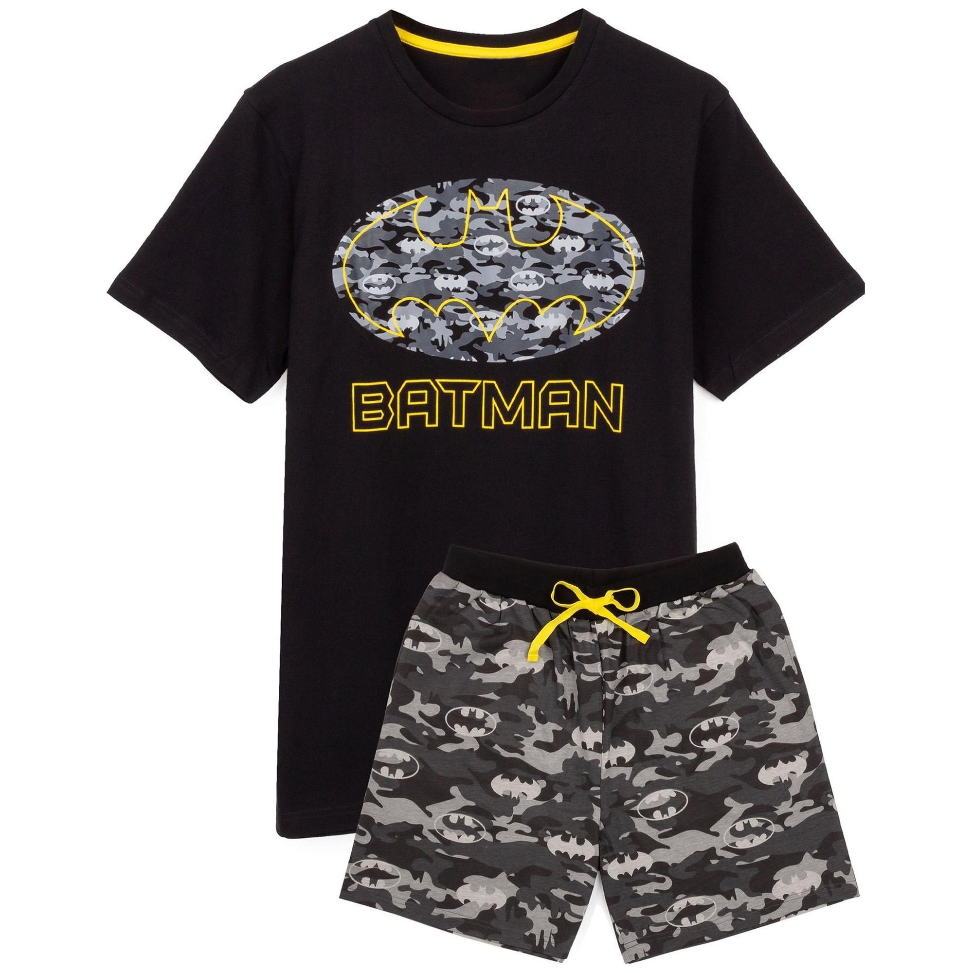 Batman herenlogo Camo korte pyjamaset XL grijs/zwart