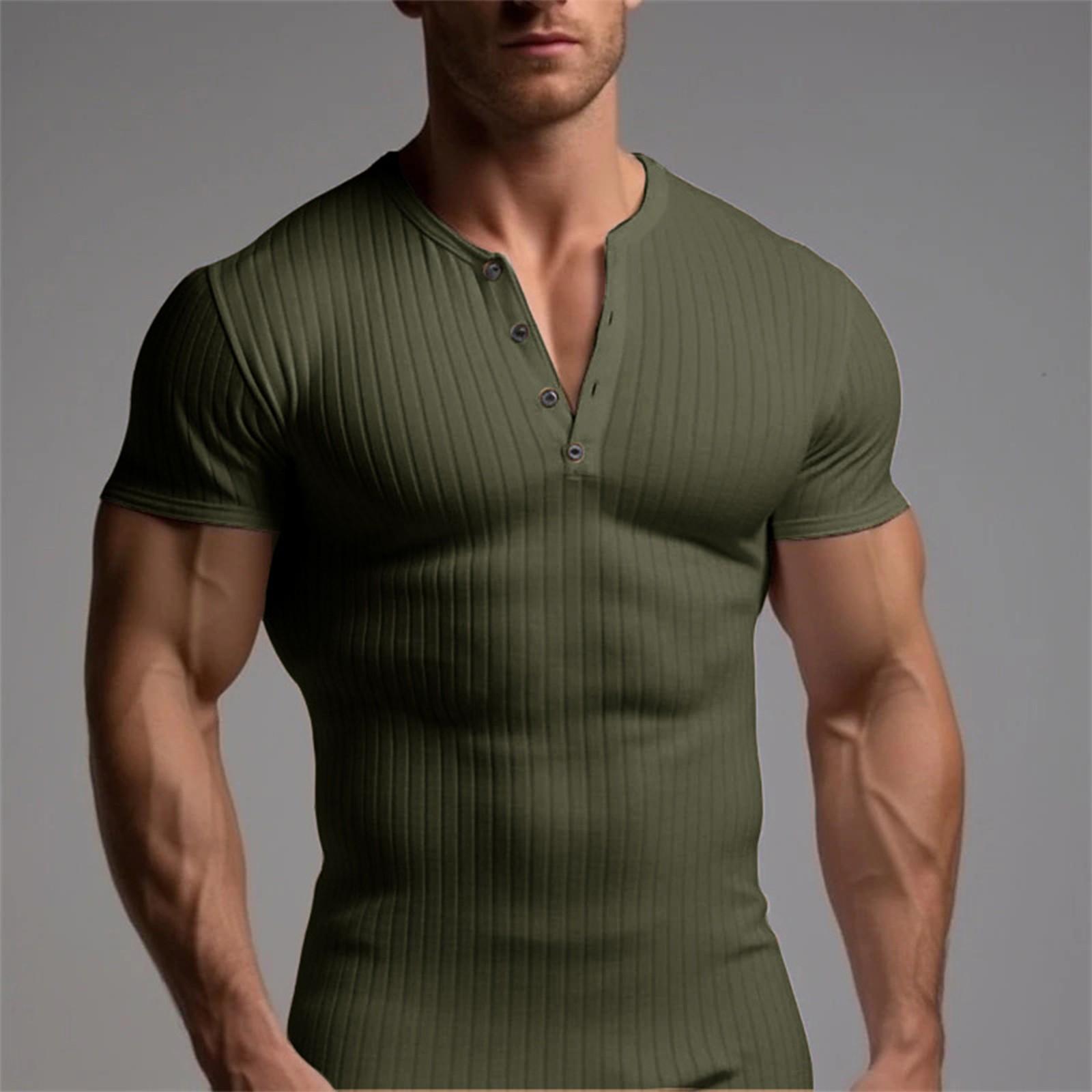 Superman Joe Europees en Amerikaans Sport Slim Fit Muscle Heren T-shirt met Korte Mouwen L legergroene kleur