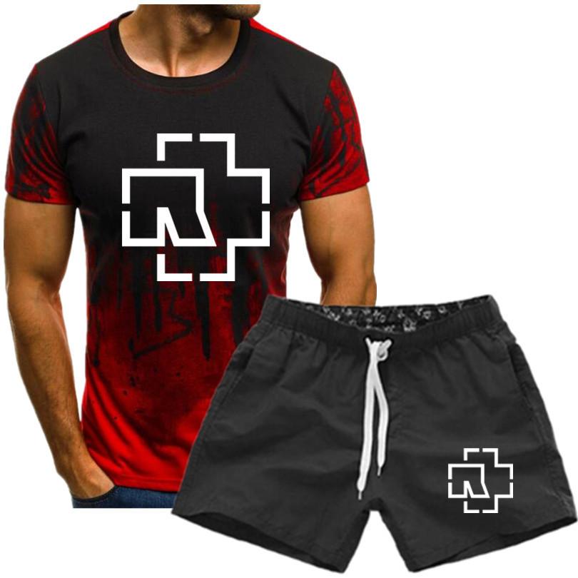 CM56GE Rammstein bedrukt T-shirt voor heren, grafisch T-shirt met korte mouwen, zomer herenpak M rood
