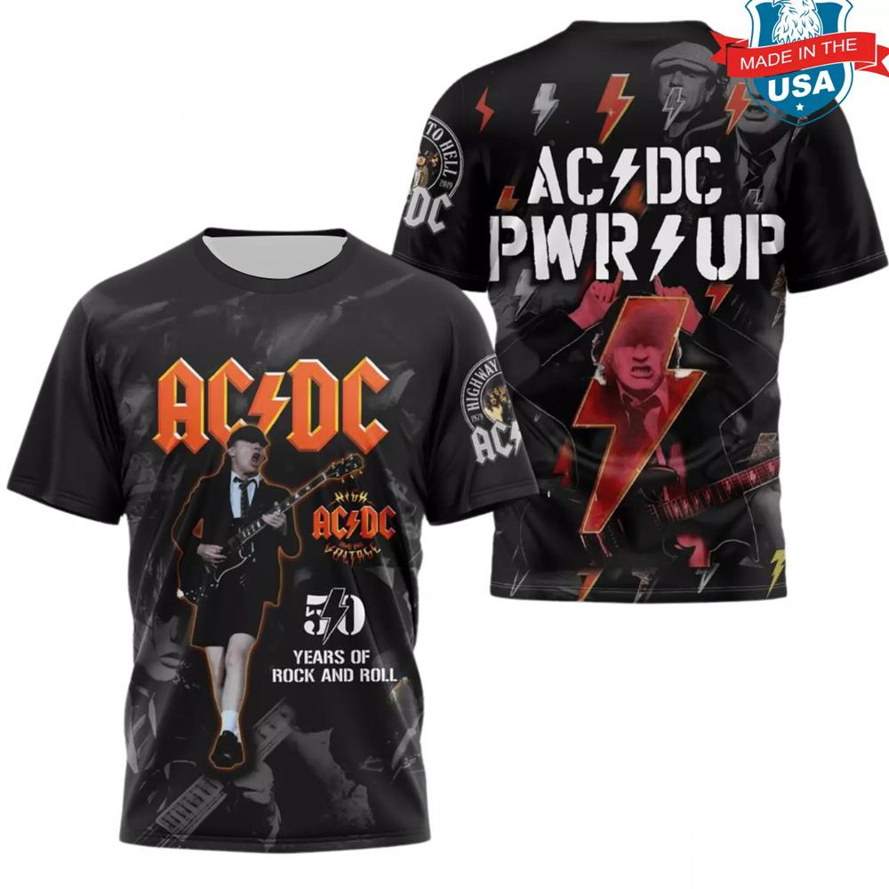 ETST0013 Zomer Herenkleding Rock Band T-shirt AC/DC 3D Print Kinderen Jongen Korte Mouw T-shirts Hip Hop Mode Ronde Hals Casual Shirts Tops 3XL