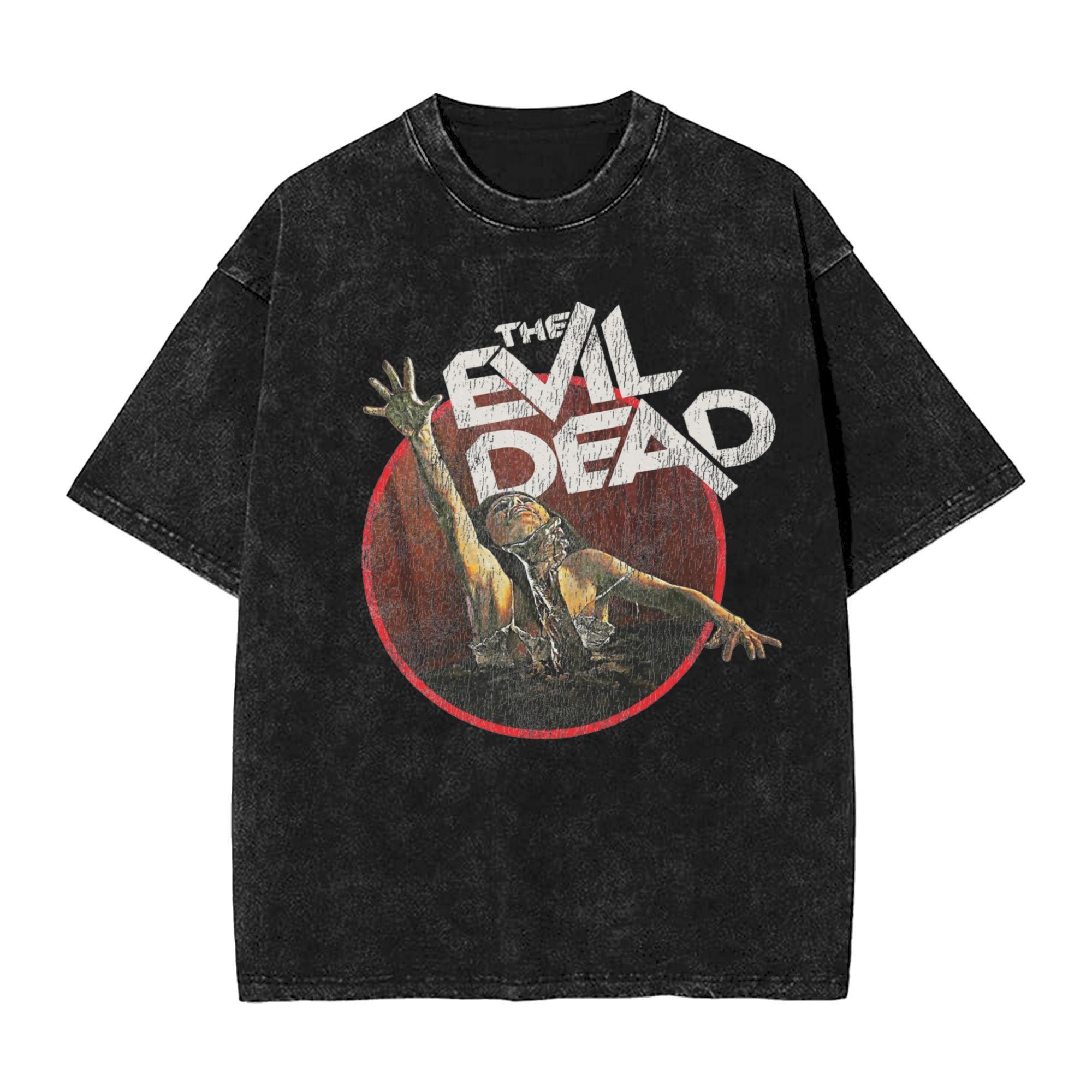 Vintage T-shirt Evil Dead Worn Out Washed T Shirt Streetwear Hip Hop Novelty T-Shirt Tees Tops Men Women Short Sleeve Graphic Printed 3XL
