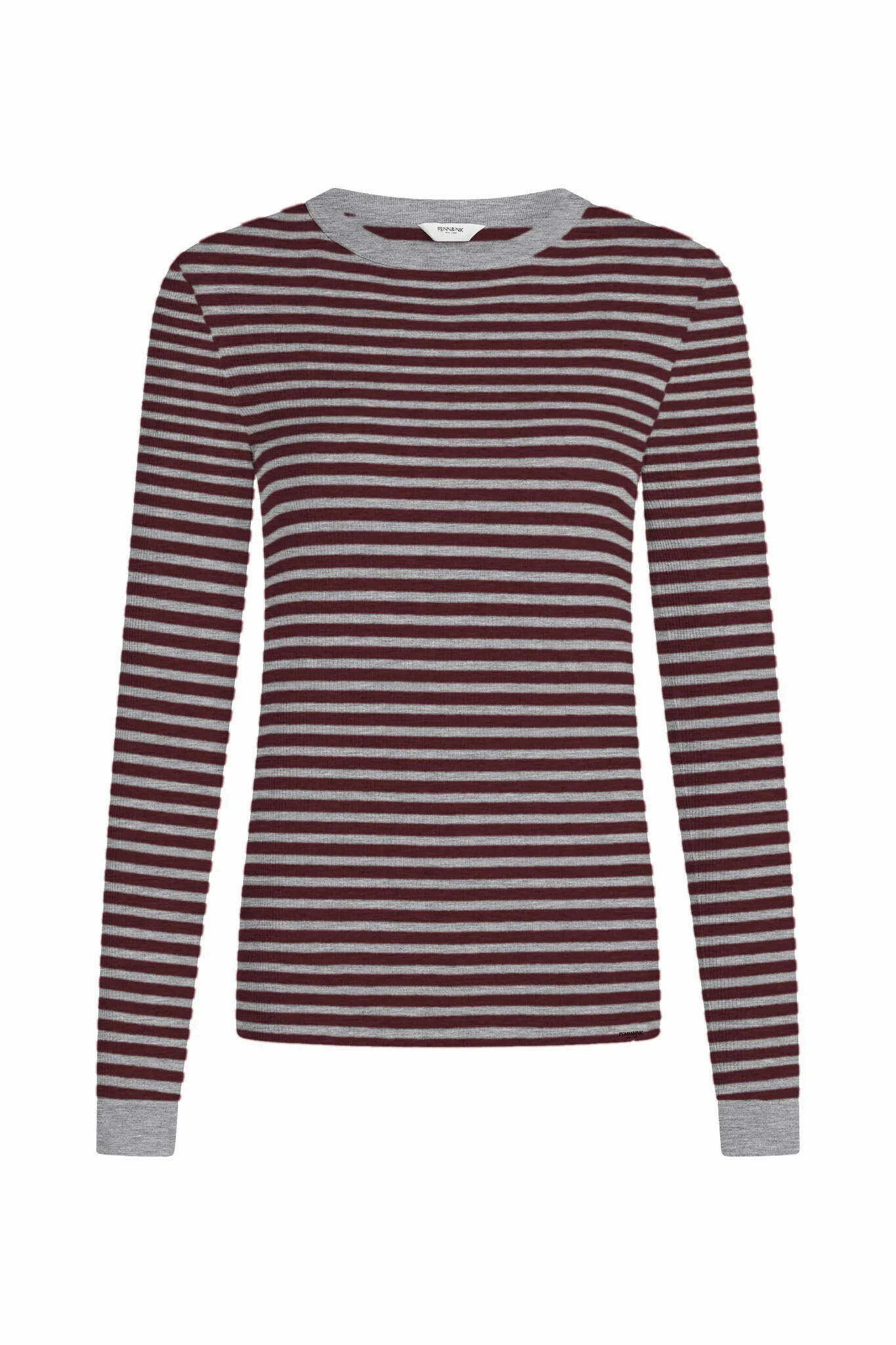Penn & Ink W25f1745-stm 83m-351 penn&ink longsleeve grey mel. aubergine