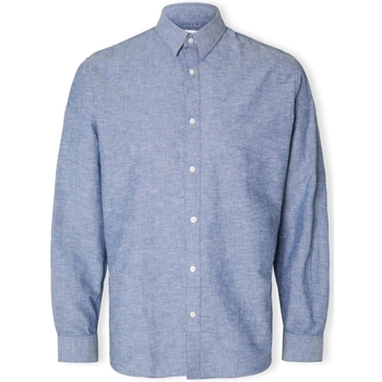 Selected Overhemd Lange Mouw  Noos Slimnew-linen Shirt L/S - Medium Blue Denim