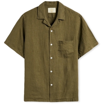 Portuguese Flannel Overhemd Lange Mouw  Linen Camp Collar Shirt - Olive