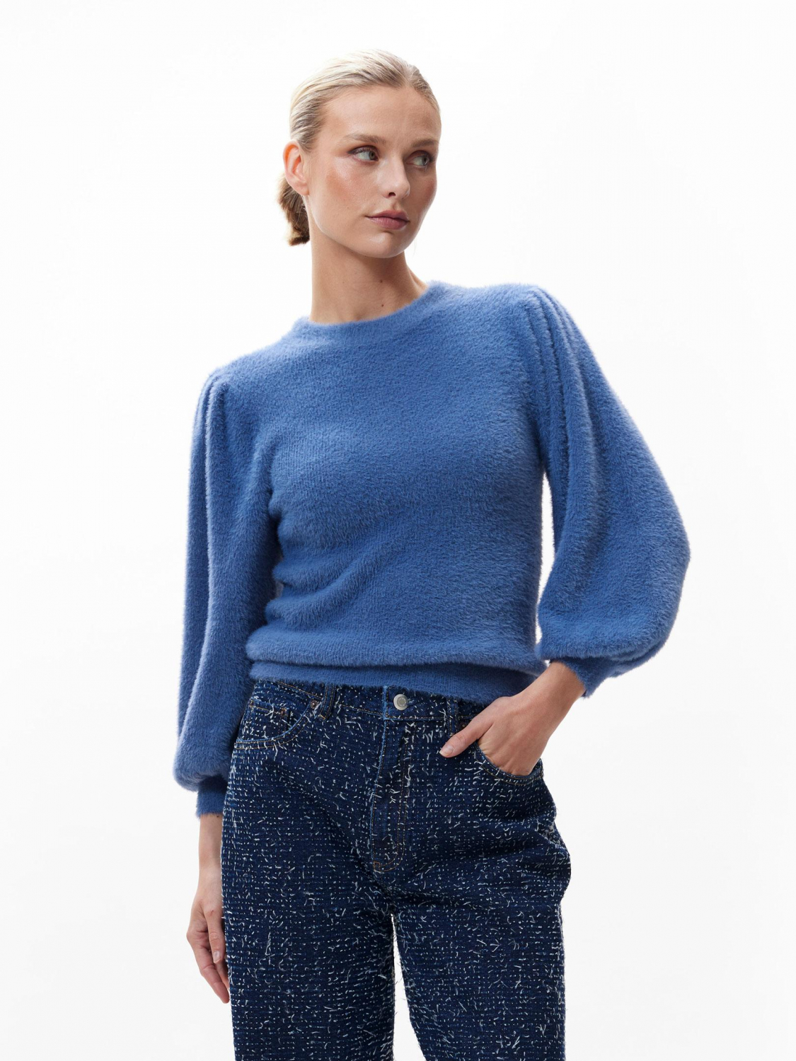 Catwalk Junkie Fuzzy puff sleeve knit trui Catwalk Junkie