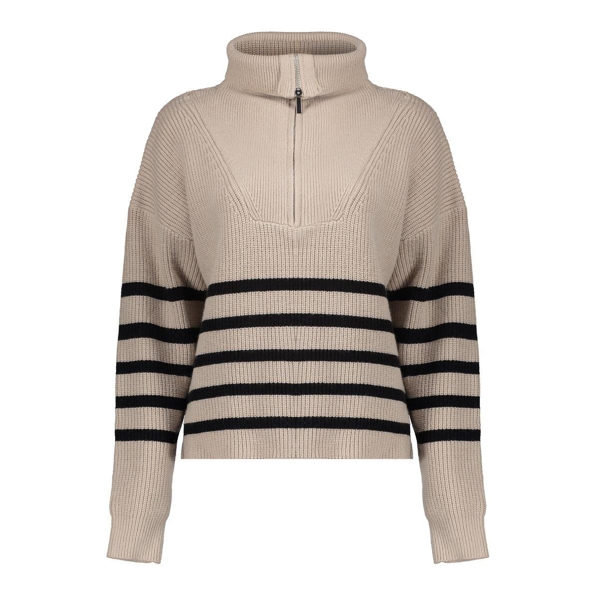 Geisha 54501-10 720 pullover zip striped sand/black