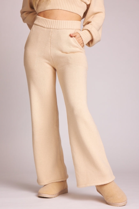 BaÃ¬ge the Label Damen vegan Strickhose Charlie Hellbeige