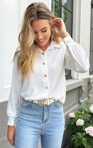 The Musthaves Gouden Knopen Blouse Off White