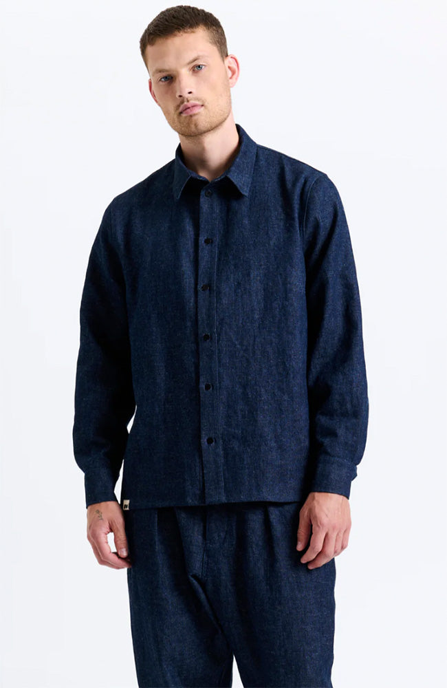 New Optimist Herren vegan Hemd Denim Sluis Blau