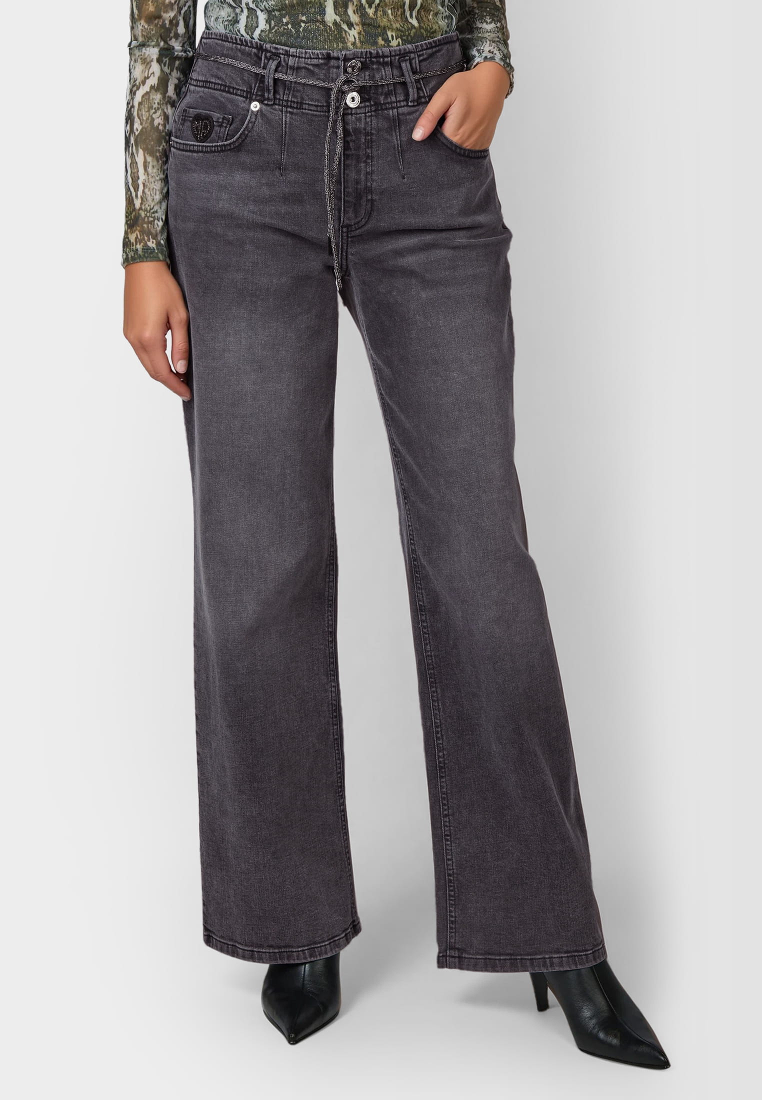 MARC AUREL Wide Leg Jeans mit Schmuckkordel