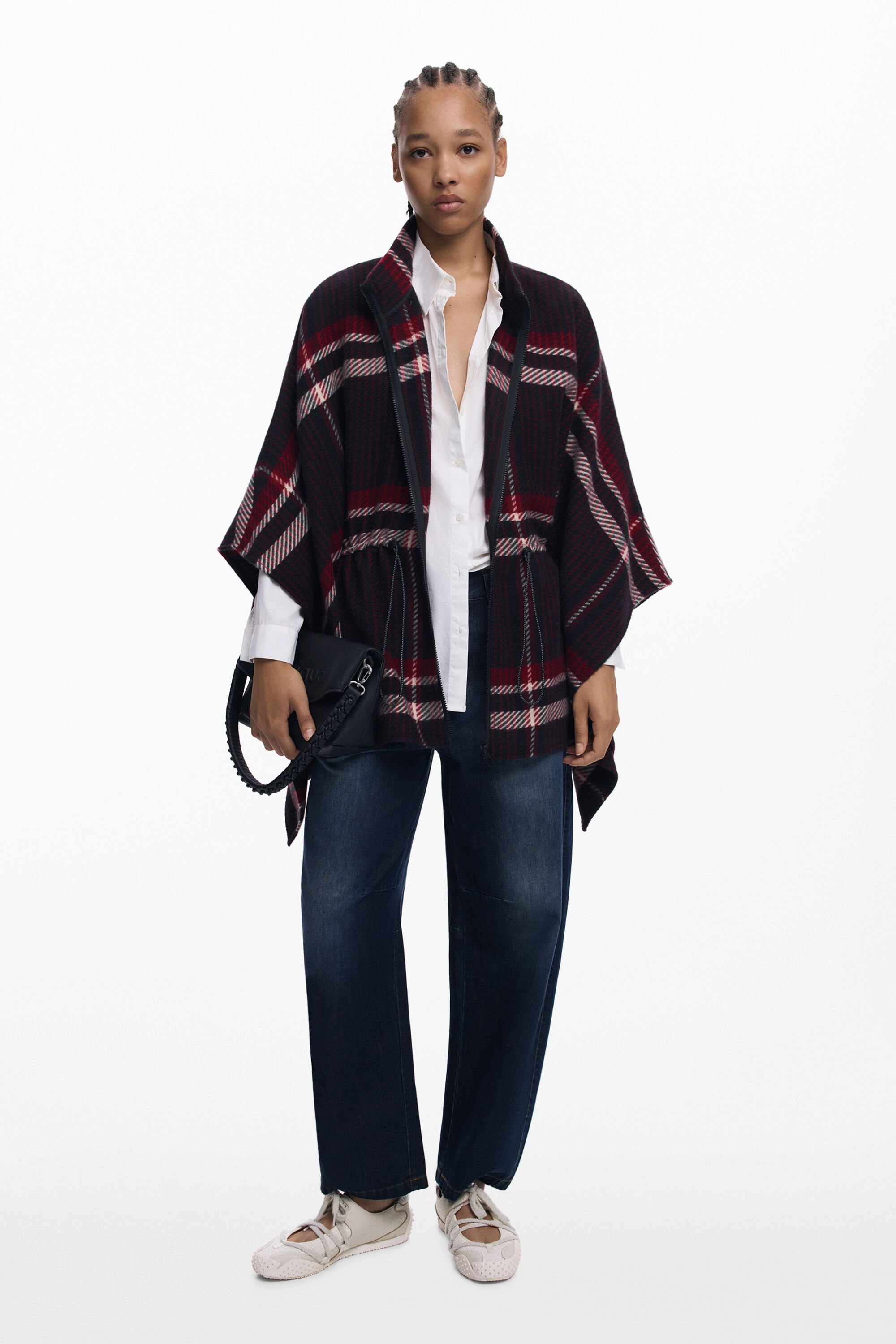 Desigual Tartanponcho - BLACK