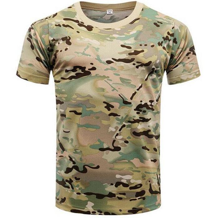 4 MEN Heren militaire tactische camouflage camo T-shirt leger gevecht zomer spier tee top XL camouflage