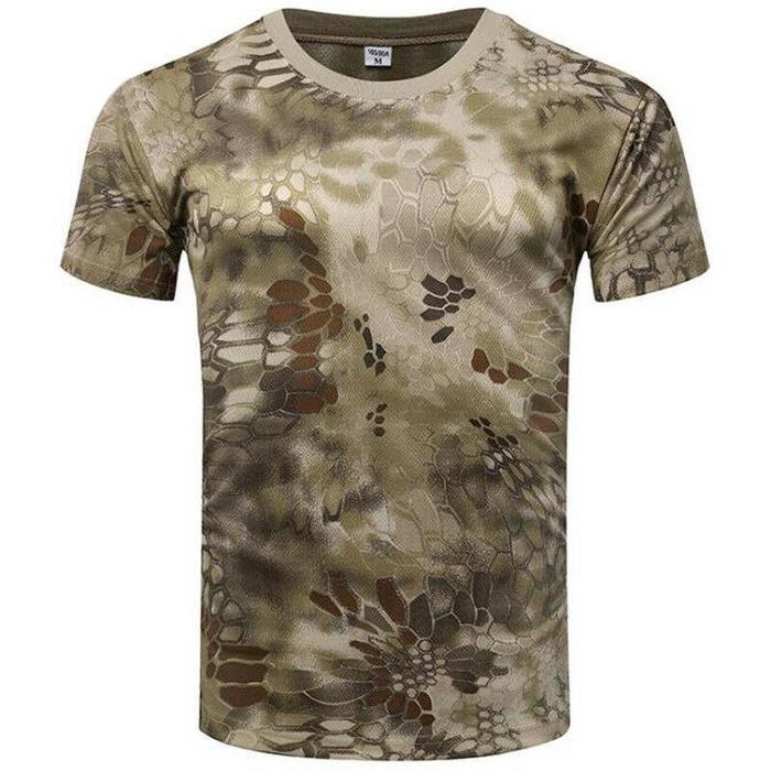 4 MEN Heren militaire tactische camouflage camo T-shirt leger gevecht zomer spier tee top XXL lichtgroene kleur