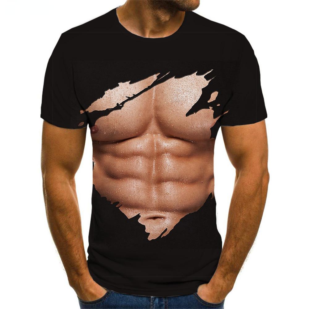 ETST WENDY 05 Merk Spier t-shirt Mannen Buikspieren Grappige t-shirts Zwarte T-shirts 3d Heren Kleding Punk Rock Mode Slanke tops XL