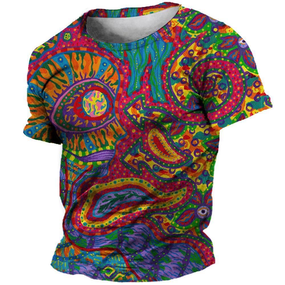 ETST 03 Zomer oversized T-shirt voor mannen 3D etnische kleding tees tops bedrukt patroon shirts hiphop streetwear retro kleurrijke t-shirt 2XL