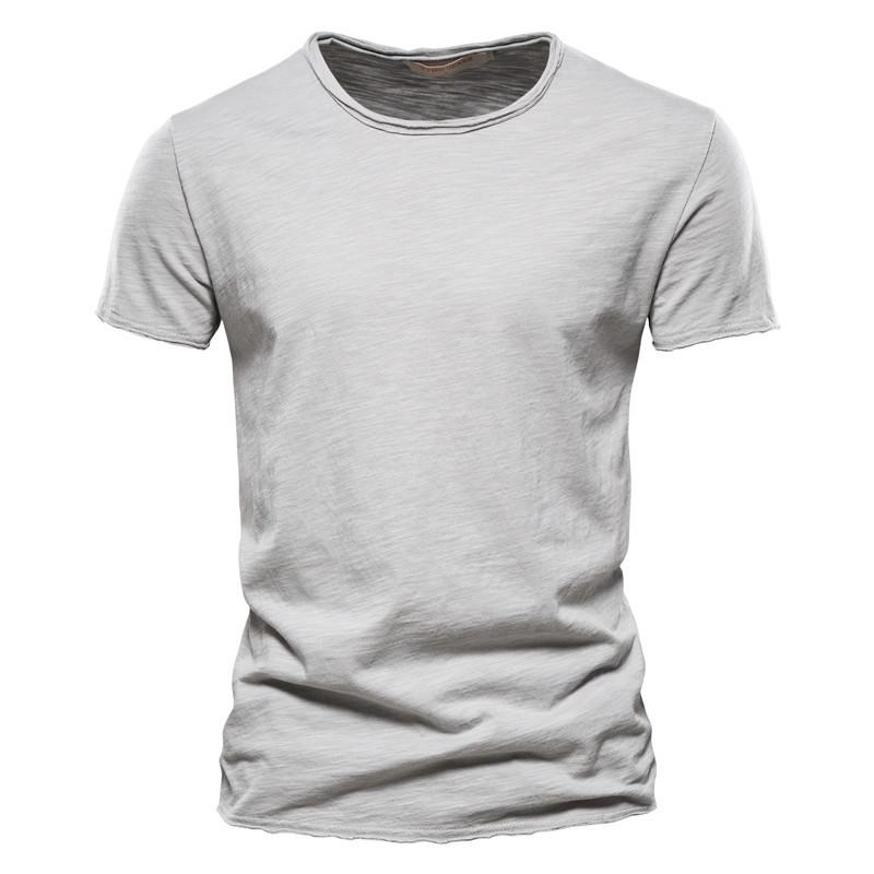 HerSight Zomer heren effen kleur bamboe knoop katoen O-hals korte mouw T-shirt puur katoen herenkleding 4XL