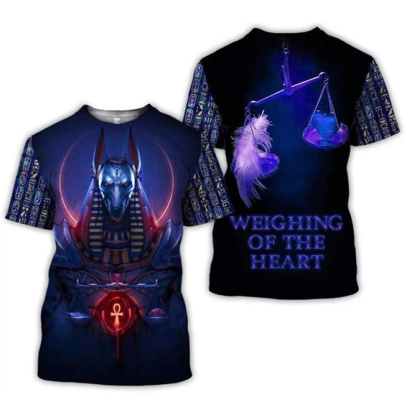ETST 03 2023 Zomermode Oude Horus Egyptische God Anubis 3D Print T-shirt O Hals Streetwear Casual Cartoon Anime Korte Mouw Tee 5XL