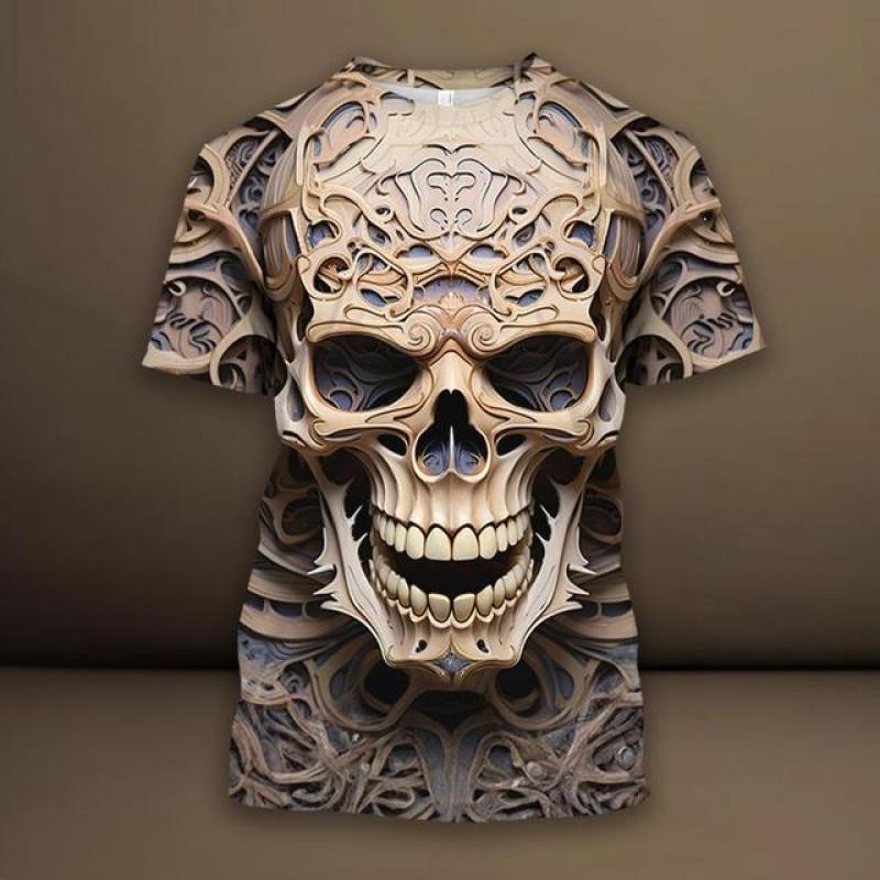 ETST 03 Mode 3D Spider bedrukt T-shirt voor mannen Grappig schedelpatroon Oversized T-shirts Zomer Casual O-hals Korte mouw Trui Tops L