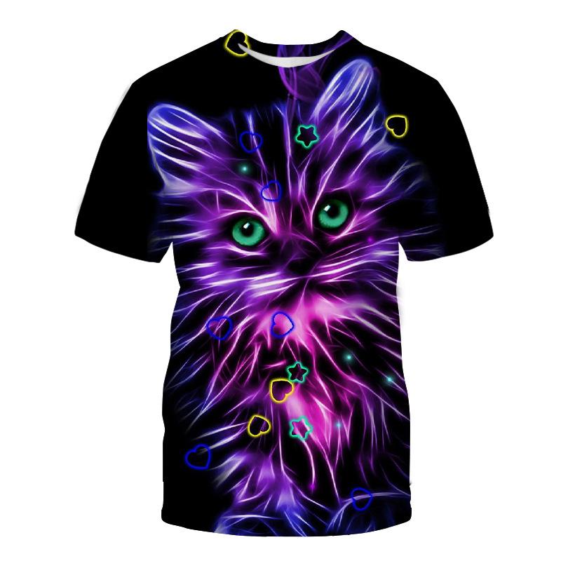HerSight 3D Animal T-shirt Man 3D-printen Tees Cat O Neck T-shirts Kleding Heren Casual Korte Mouw T-shirts Zomer Top XXL