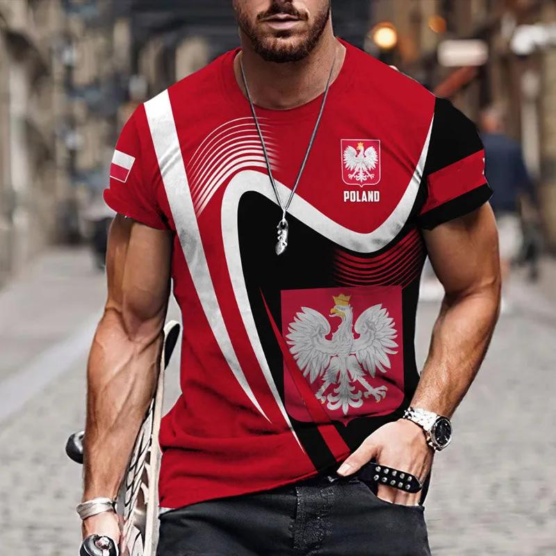 ETST 05 De grafische 3D Full Print T-shirt met vlag van Polen Herenkleding Zomer Korte Mouw Casual Oversized T-shirts Mode Tops 5XL