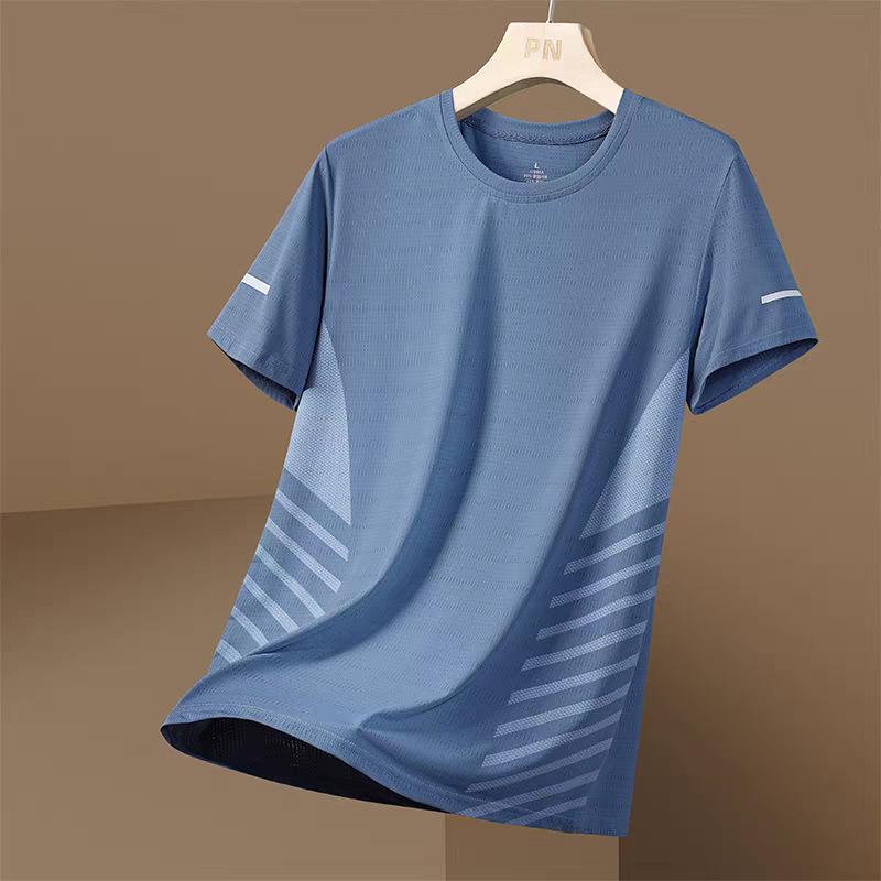 Milost Zomer Running Sport Tee Mode Sneldrogend Materiaal Korte mouwen Tops Casual O-hals Los T-shirt Outdoor Fitness Heren T-shirt L
