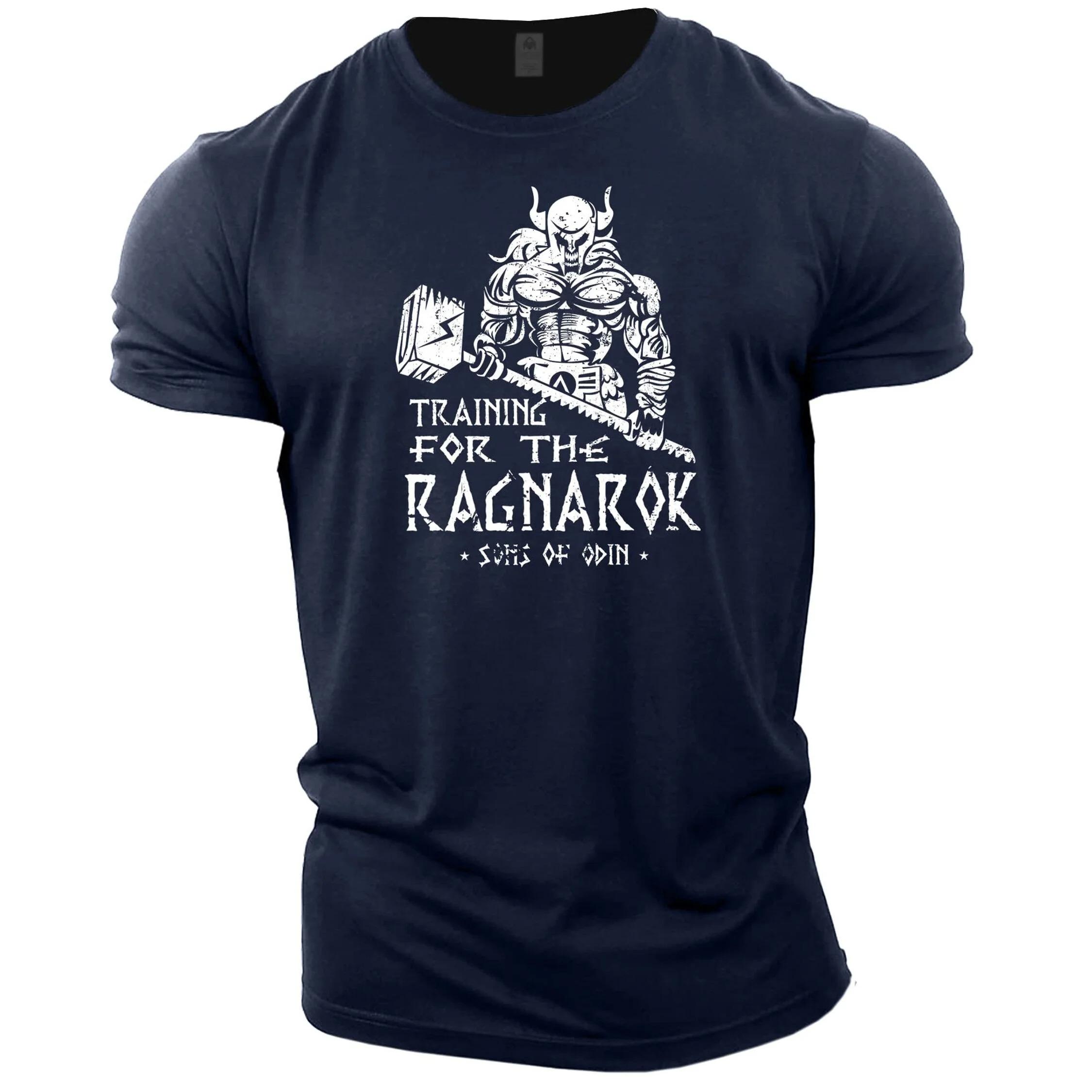 ETST 011 Nieuwe zomer heren T-shirt katoenen fitness sport T-shirt Vikings T-shirt plus size heren top mode ademend shirt voor top XL