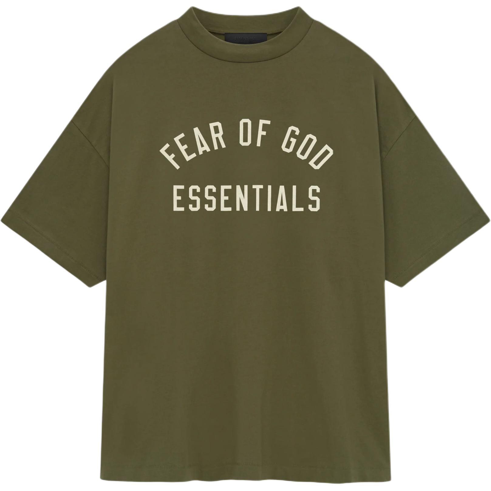 Fear of God Essentials Jersey Crewneck T-shirt Militair Heren Tops Groen 125BT244195F M