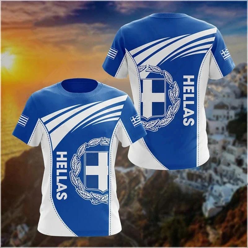 Xuhaijian02 Heren t-shirt Hellas T-shirt voor heren Geometrische lijn Griekse vlag Nationaal embleem Print Heren t-shirts Tops Kinder t-shirt Herenkleding XL