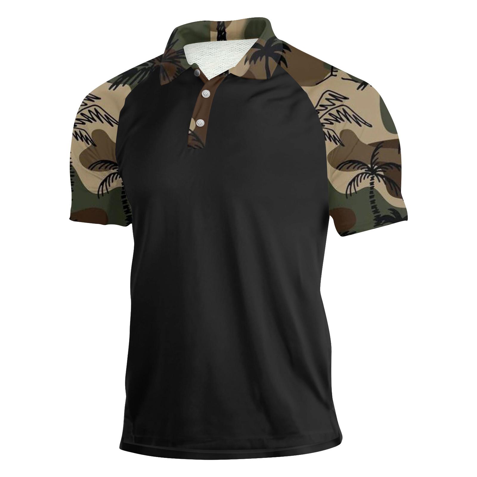 Hong  Art Heren zomer T-shirt camouflage print korte mouwen shirt L