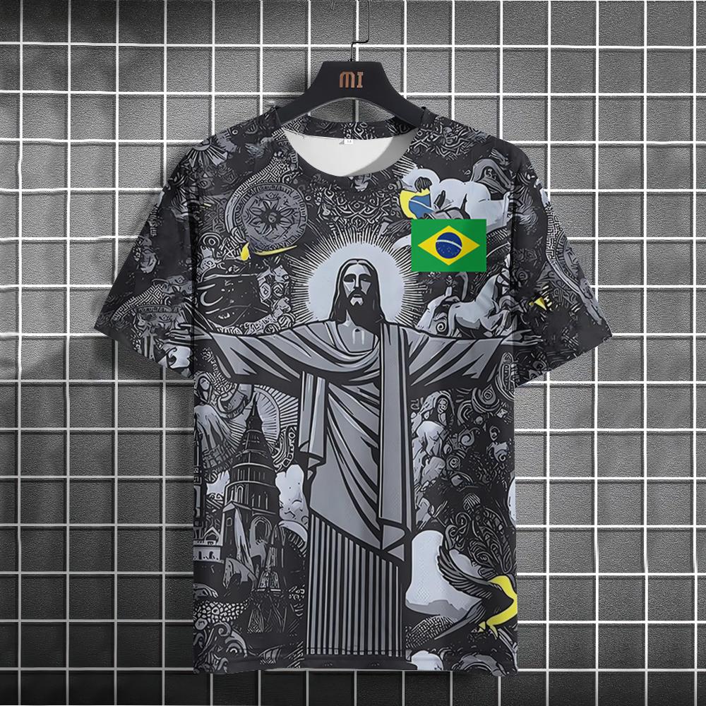 Bobby3 Zomer T-shirt Voetbal Training Top Brazilië Speciale Editie Zwart Grijs Voetbalshirt Heren Dames Outdoor Sneldrogend T-shirt L