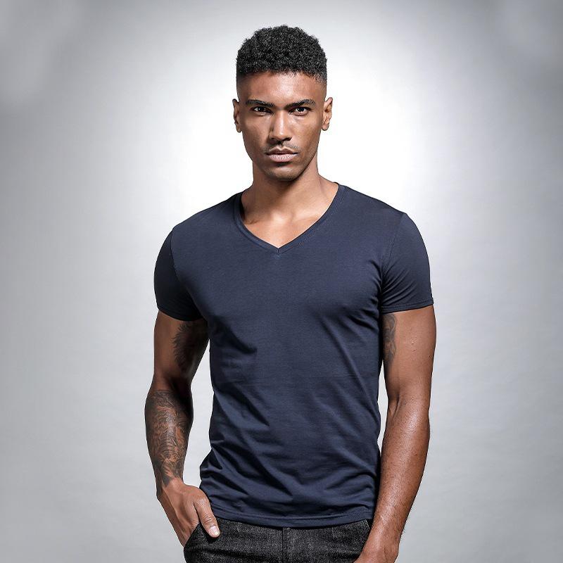 Got Now Heren Slim Fit Effen V-Hals Wit T-Shirt - Korte Mouwen, Sweetheart Halslijn, Aansluitend Onderhemd M