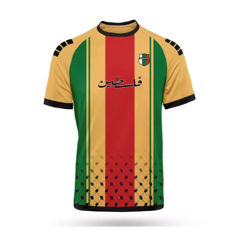 Xuhaijian02 Mode Palestina Vlag Voetbal T-shirts Zomer Casual 3D Geprint Heren Sportshirt Losse O-hals Ademende T-shirts Tops XL
