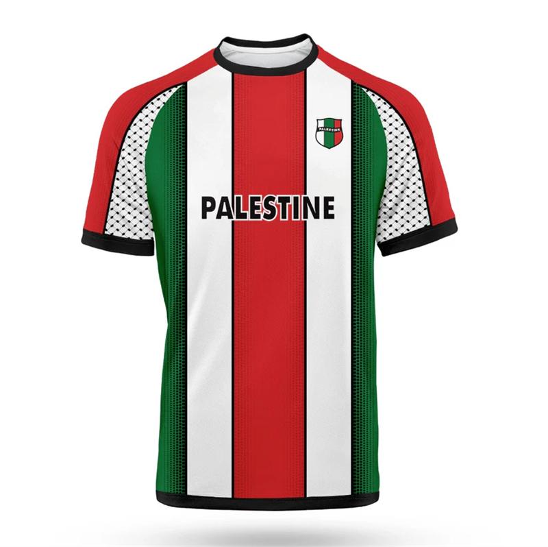 Xuhaijian02 Mode Palestina Vlag Voetbal T-shirts Zomer Casual 3D Geprint Heren Sportshirt Losse O-hals Ademende T-shirts Tops XS
