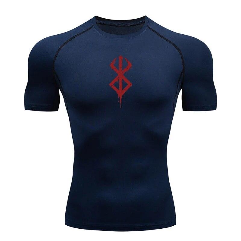 Clothing No.1 Anime Compressieshirt voor heren Fitness Sport Running Tight Gym T-shirts Atletische training Sneldrogend Tops Tee Zomer M donkerblauwe kleur