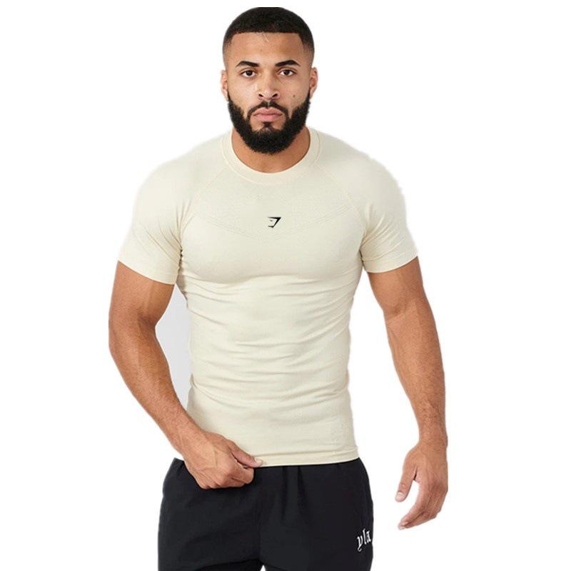 BigSopping Europese Heren Cross-Border Hoge Elastische Fitness Bodysuit - Sport T-shirt met Korte Mouwen 3XL