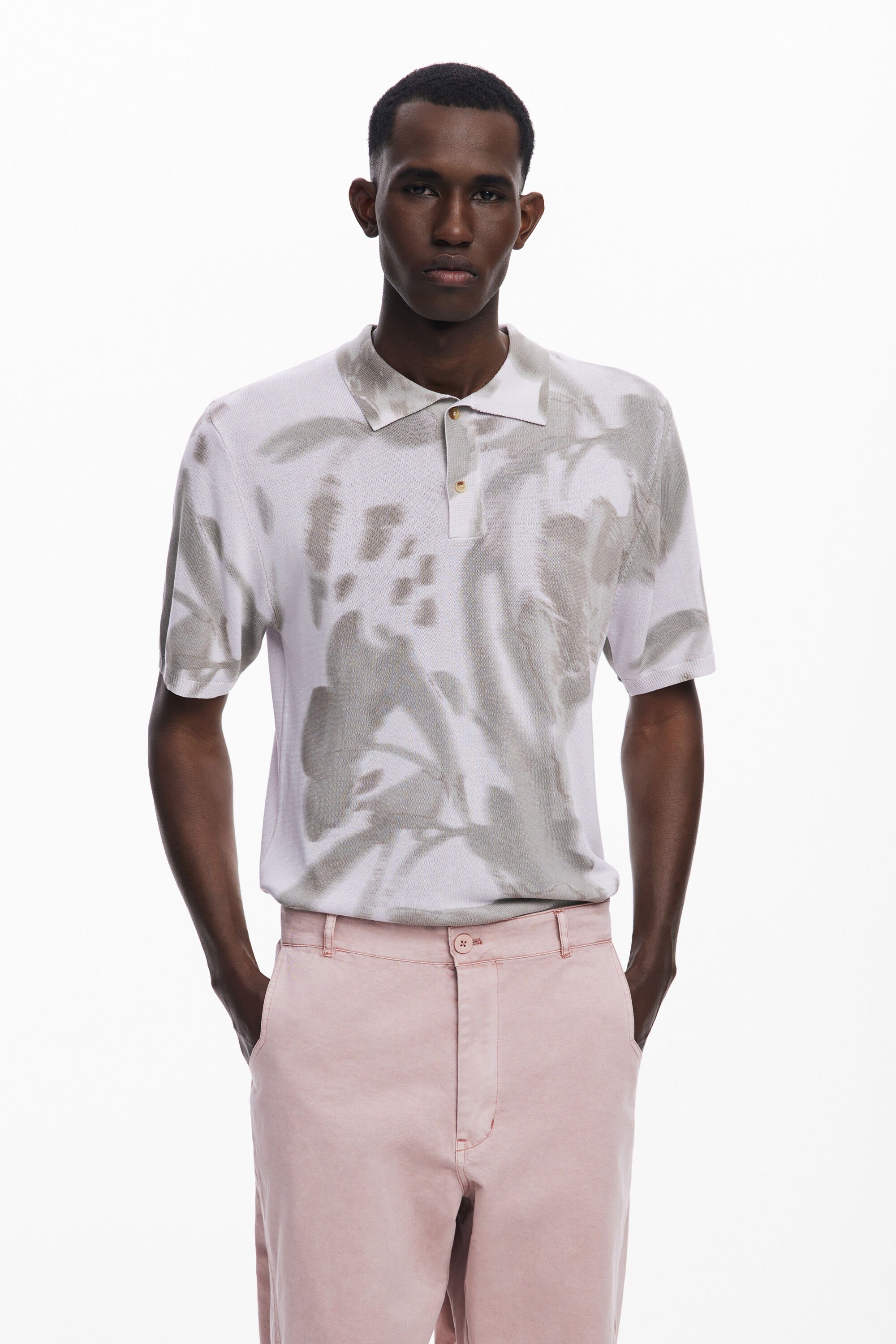 Desigual Abstracte polo met korte mouwen - BLACK