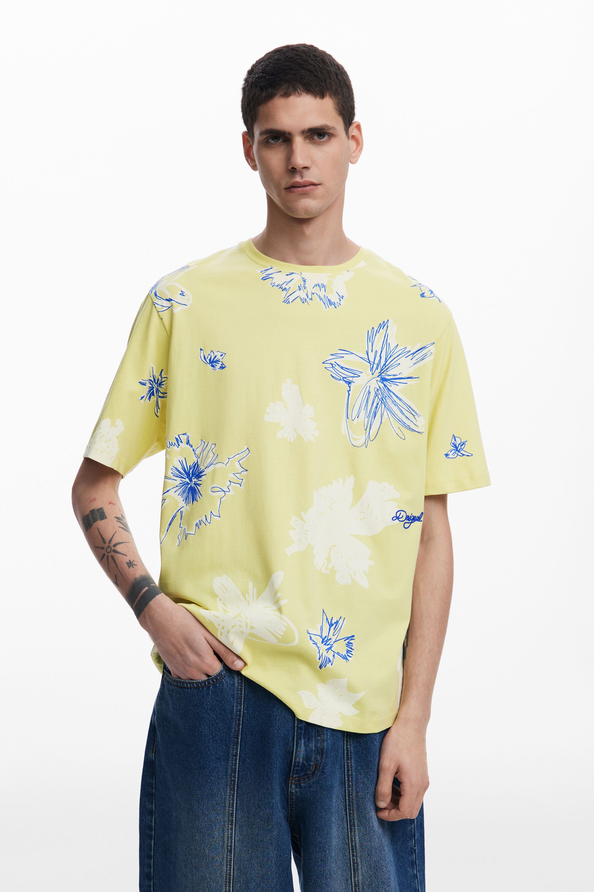 Desigual T-shirt met korte mouwen en bladeren - GREEN