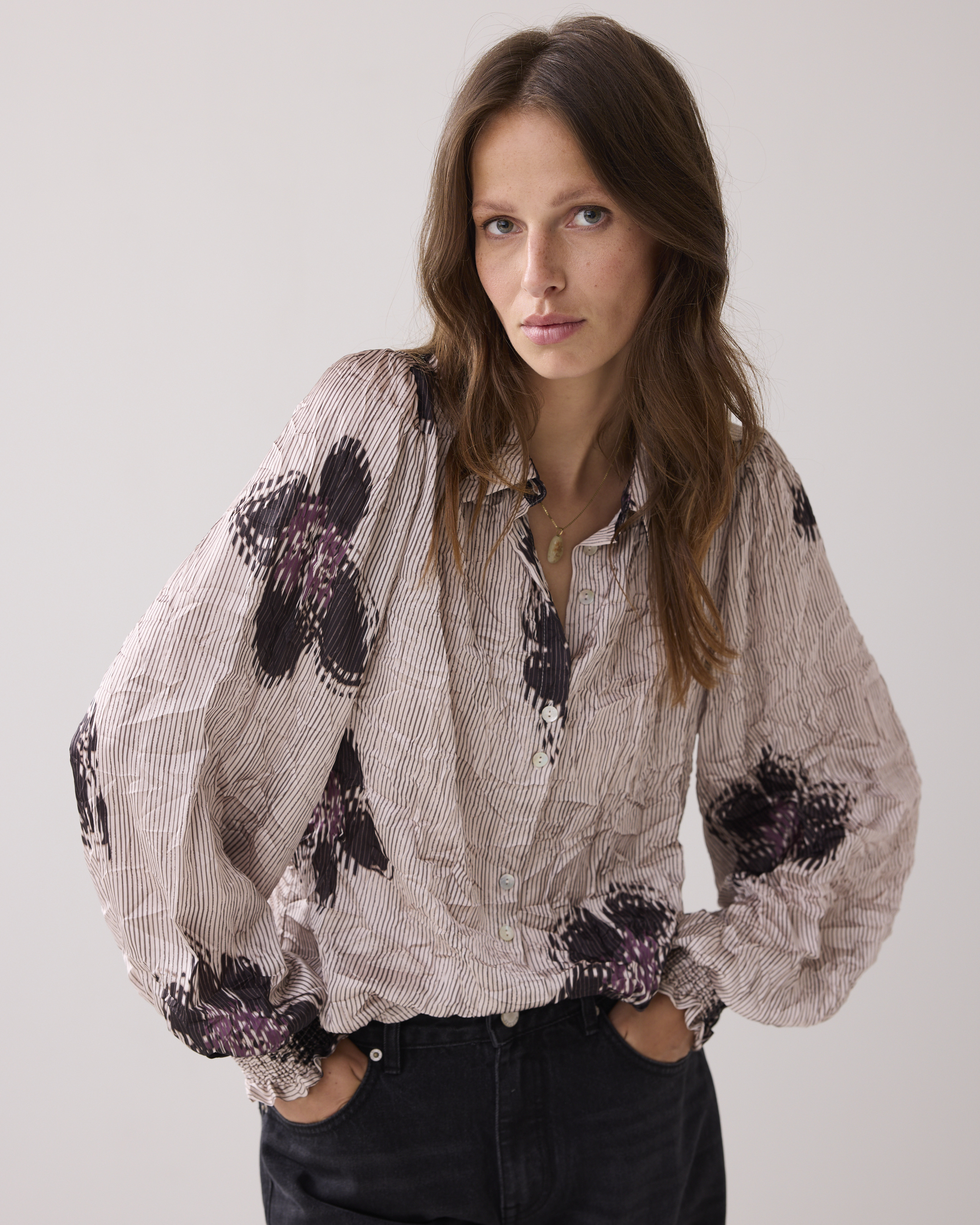 Summum blouse stripes with flowers 2s31-12273 120 multicolour