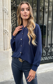 Jurkjes Casual Knopen Blouse Navy