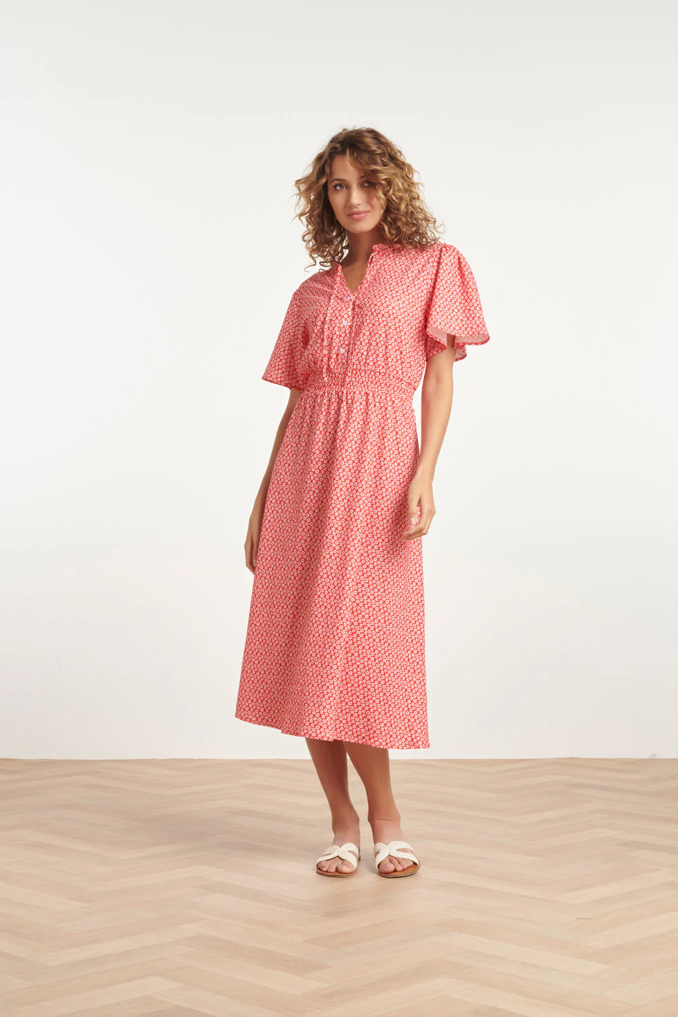 Smashed Lemon 24177 midi jurk met knoopsluitingsmok |