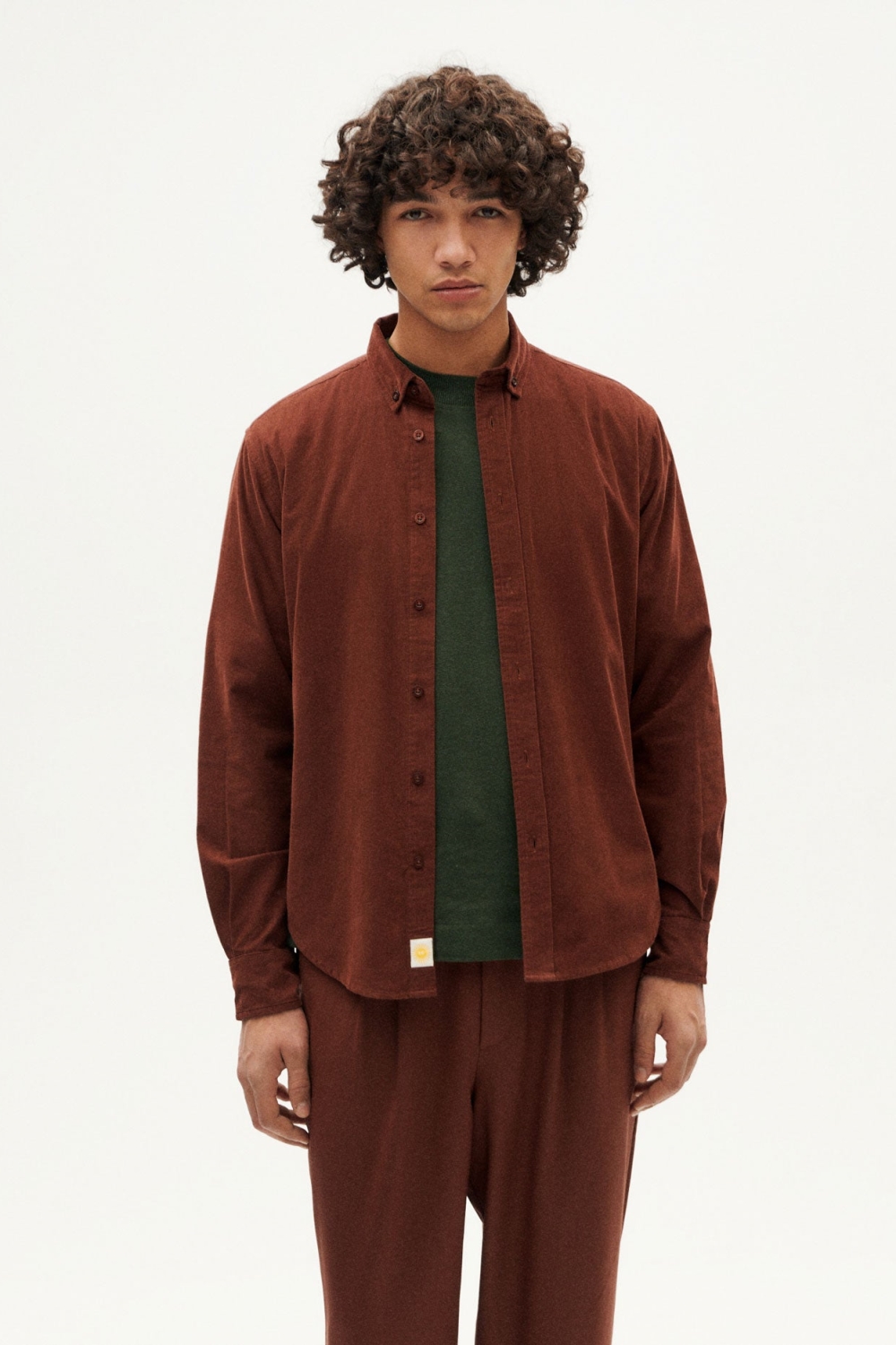 Thinking mu Herren vegan Hemd Kord Ameisenbraun