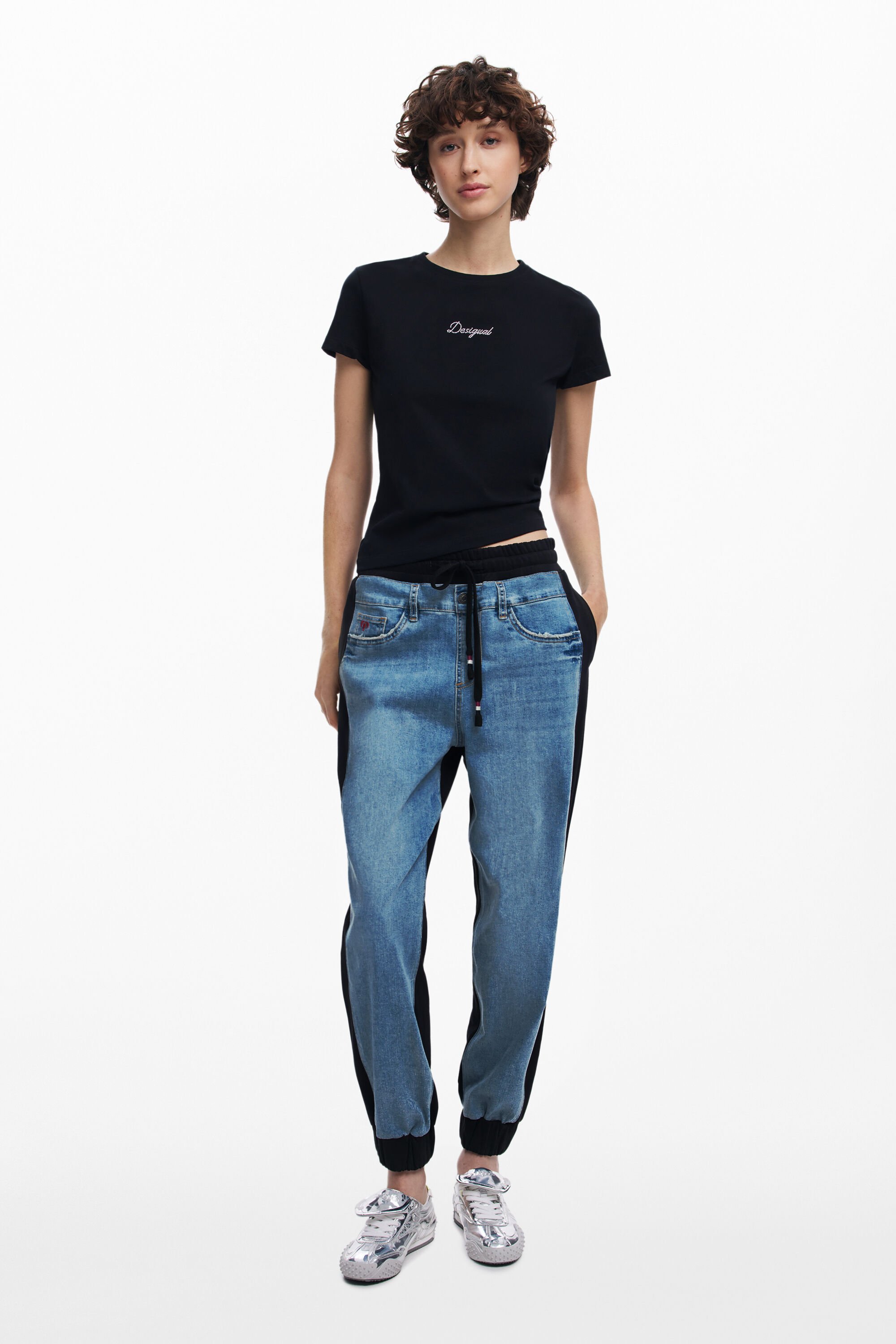 Desigual Contrasterende denim joggingbroek - BLUE