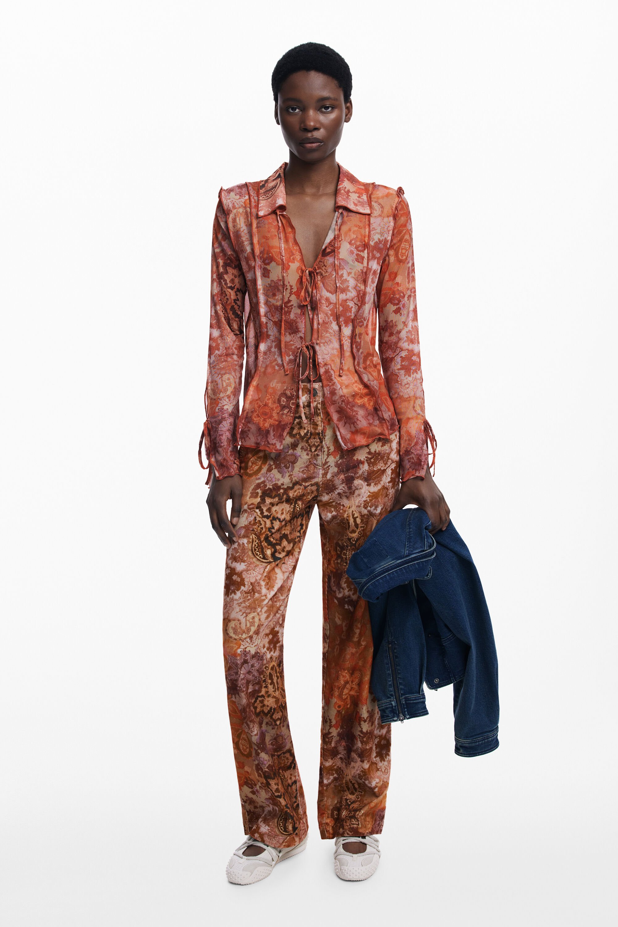 Desigual Paisley-microcordbroek - ORANGE